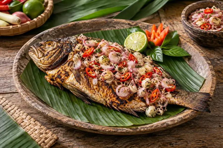 Be Pasih Mesambel Matah — Grilled Fish with Sambal Matah