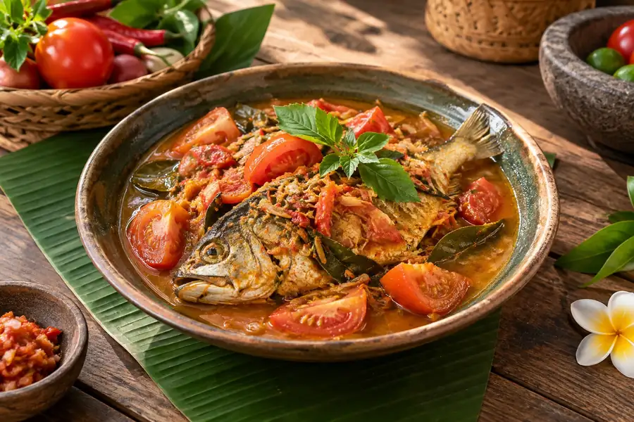 Be Pindang Mebase Tomat — Balinese Pindang Fish with Tomato Spice