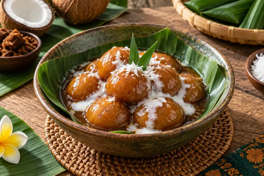 Jaje Batun Bedil — Balinese Glutinous-Rice Dumplings in Palm Sugar