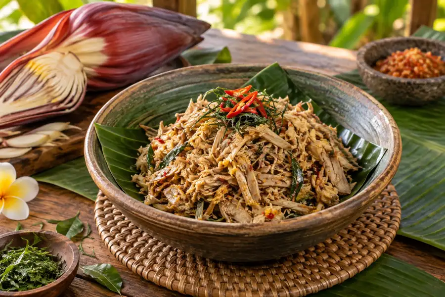 Jukut Pusuh Biu — Balinese Banana-Blossom Vegetable
