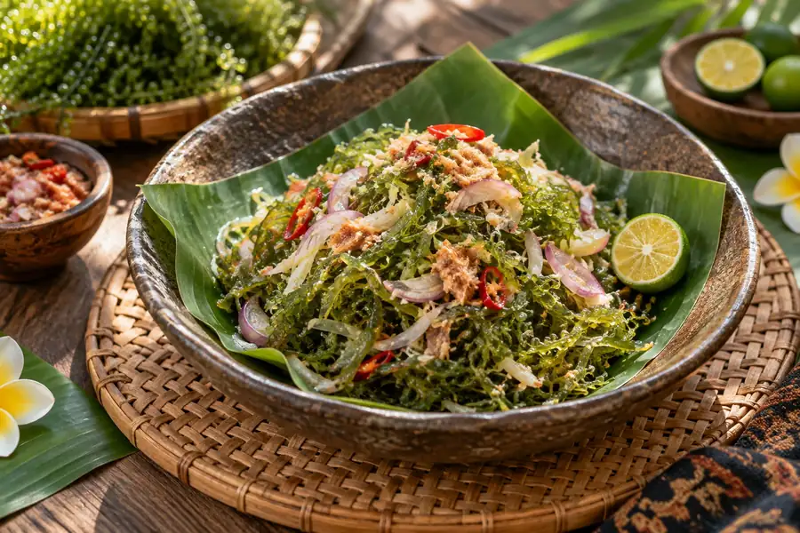 Rujak Bulung — Balinese Seaweed Salad with Pindang Dressing